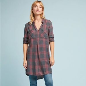 Anthropologie Cloth & Stone Cozy Plaid Tunic Dress